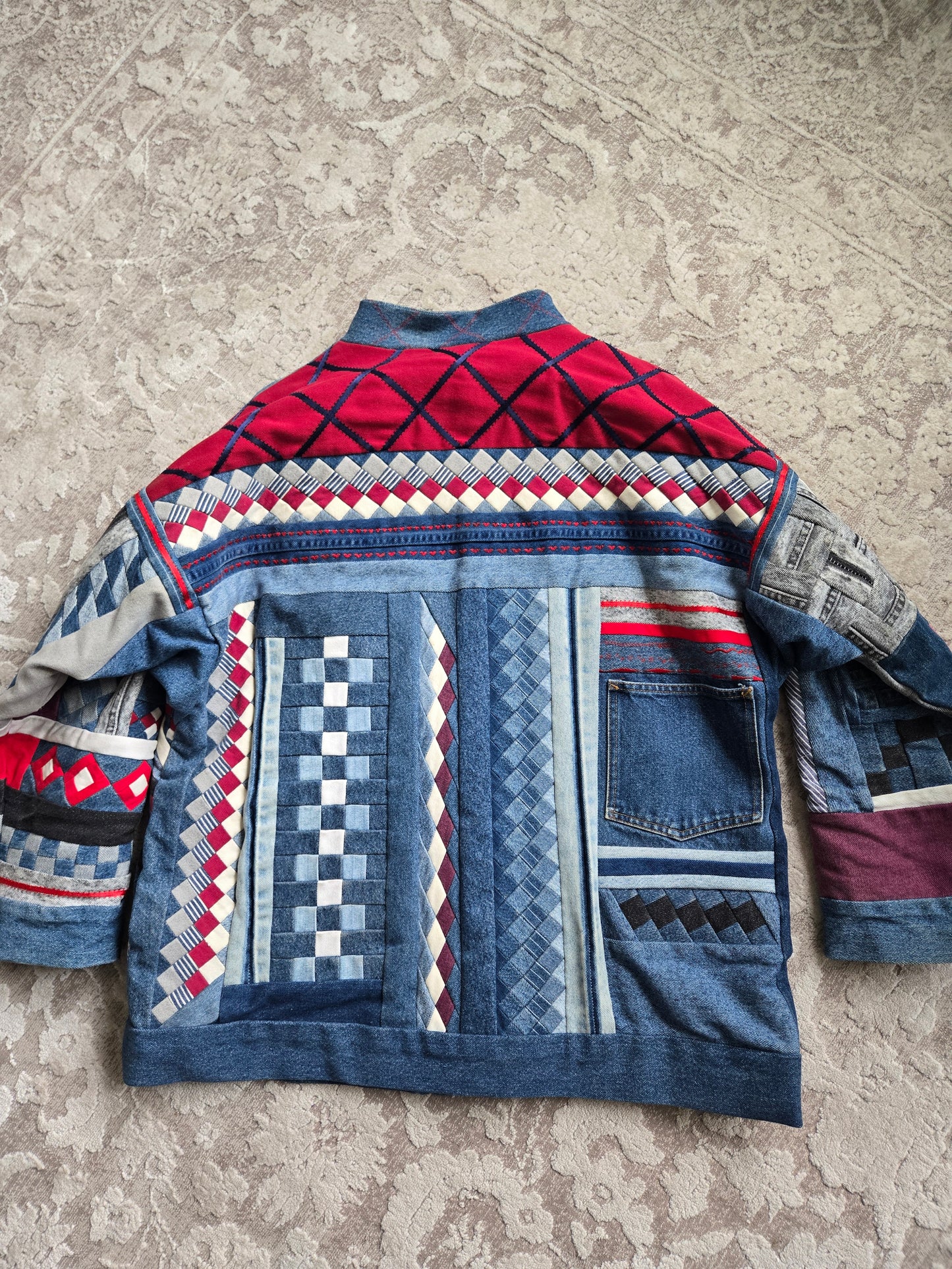 Denim Quilted Hand Made Coat - 2XL