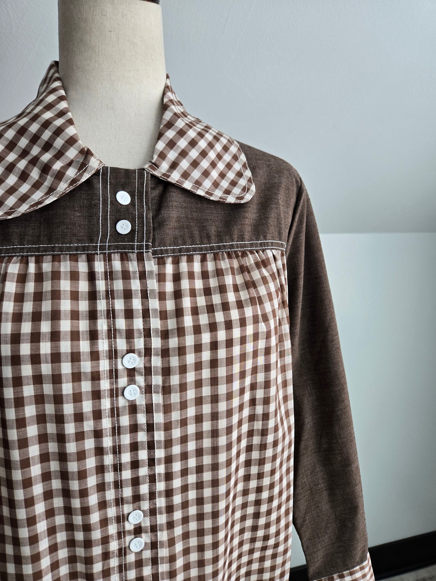 Deadstock Models Coat Brown Gingham House Coat - large