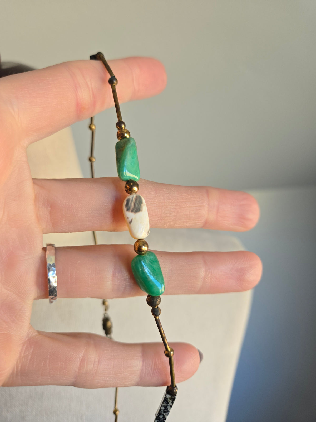Brass Long Bead Dainty Necklace