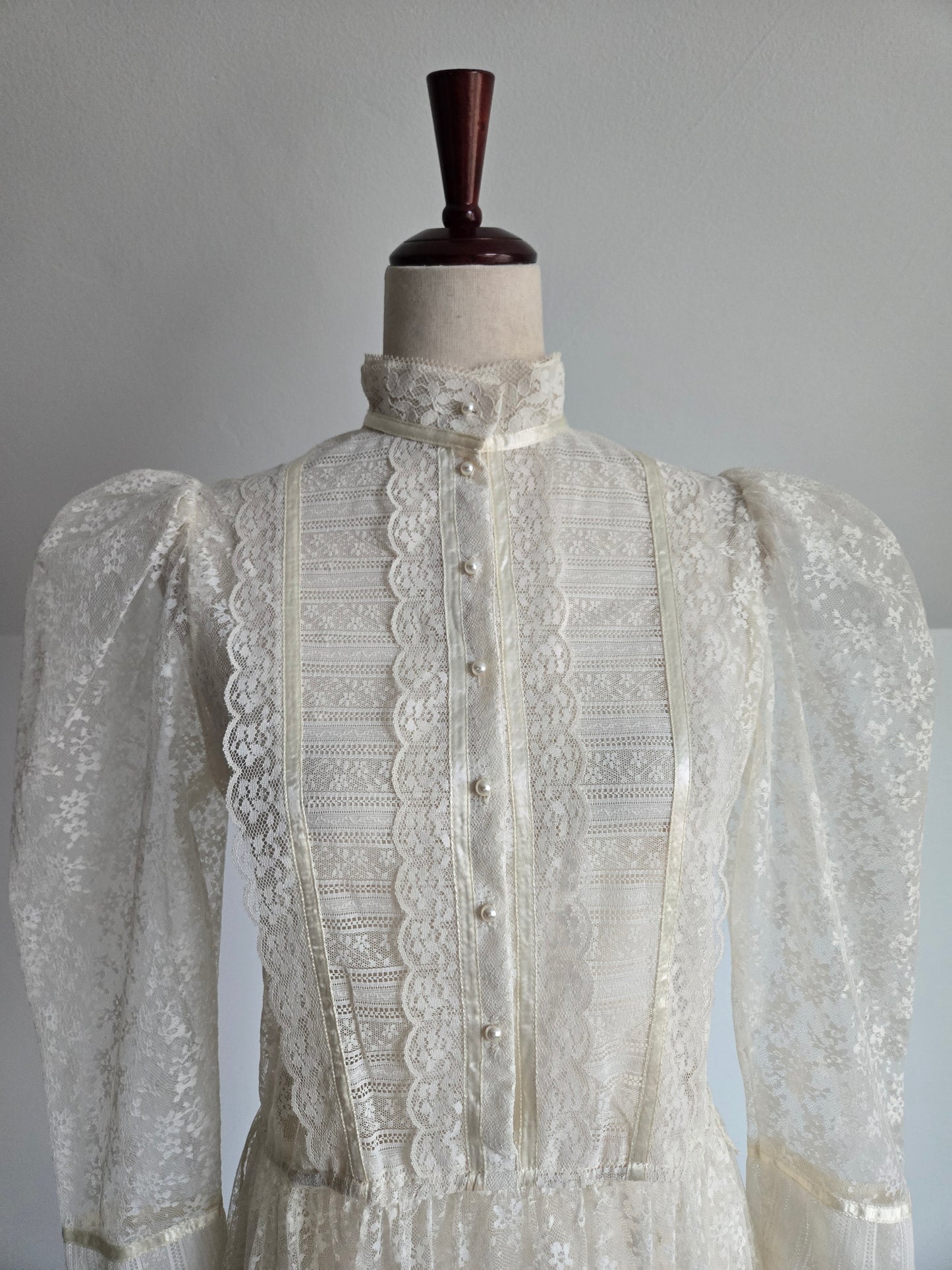 Gunne Sax Vintage Fully Shear Lace Dress - Medium