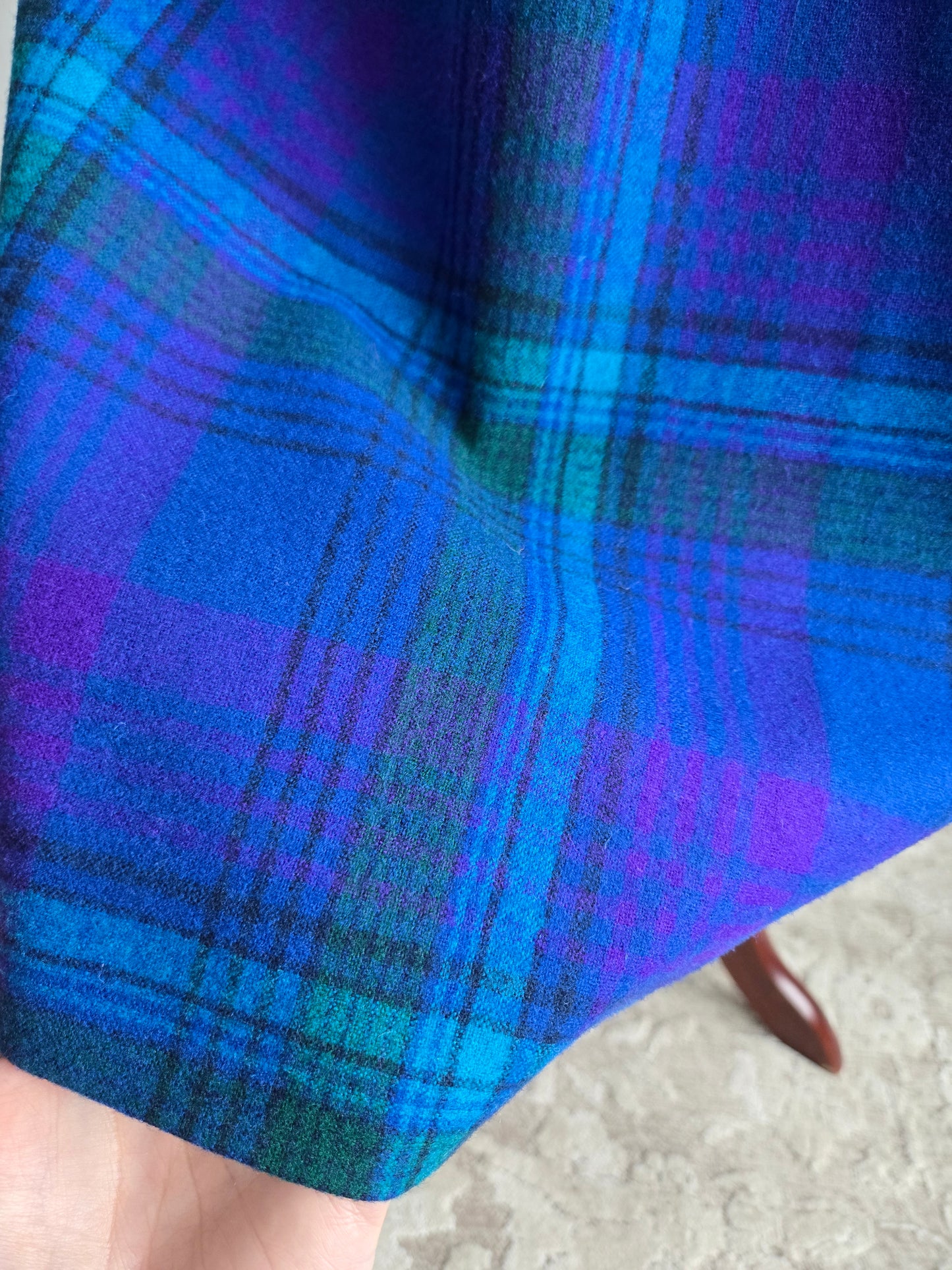 Pendleton Vintage Blue and Purple Plaid Wool Skirt - W29"
