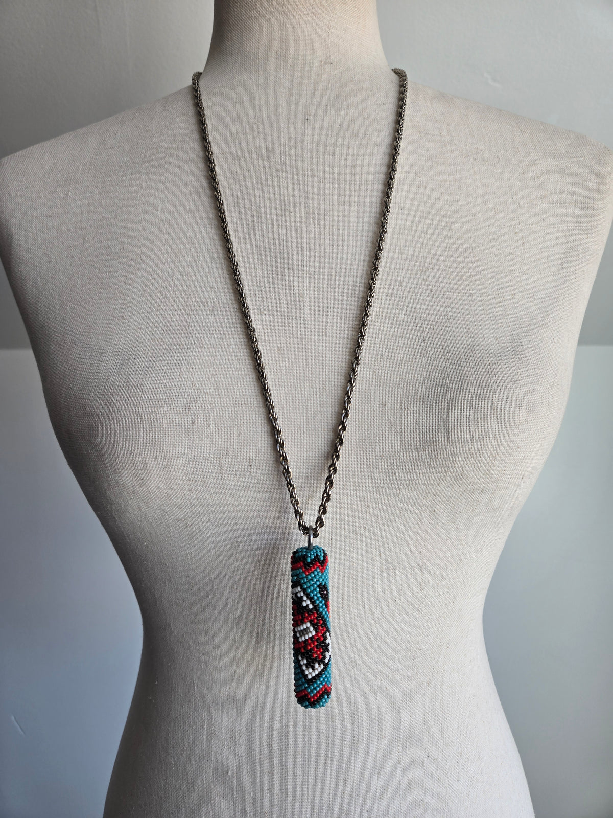 Native American Hand Beaded Pendant Necklace