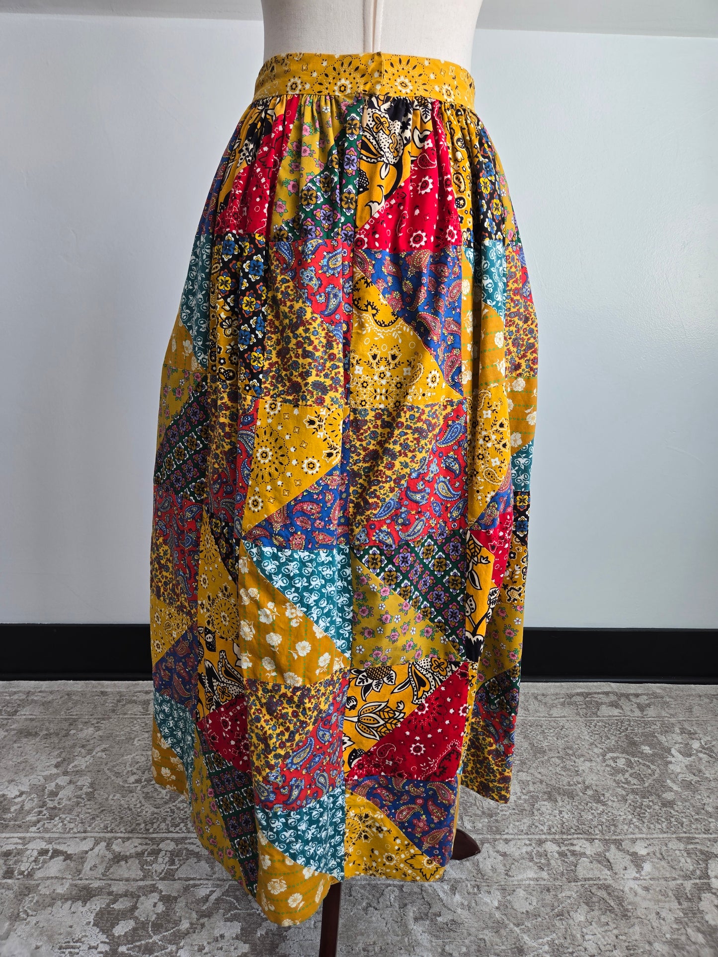 Vintage 70s True Patchwork Skirt - W26"