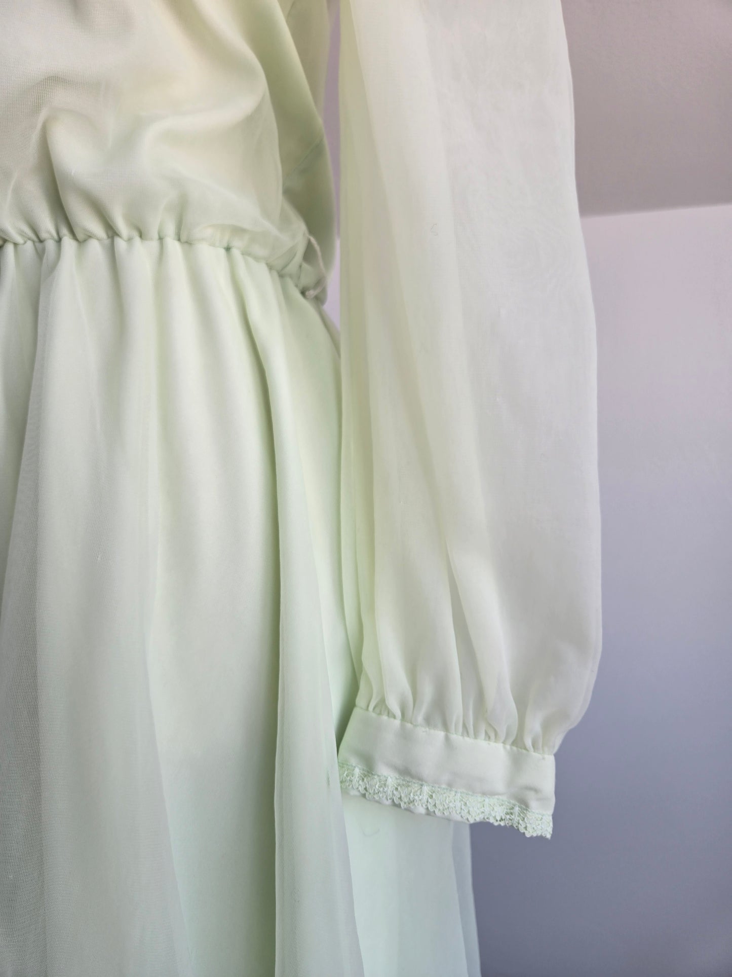 Lime Green Edwardian Style Vintage Formal Dress - small