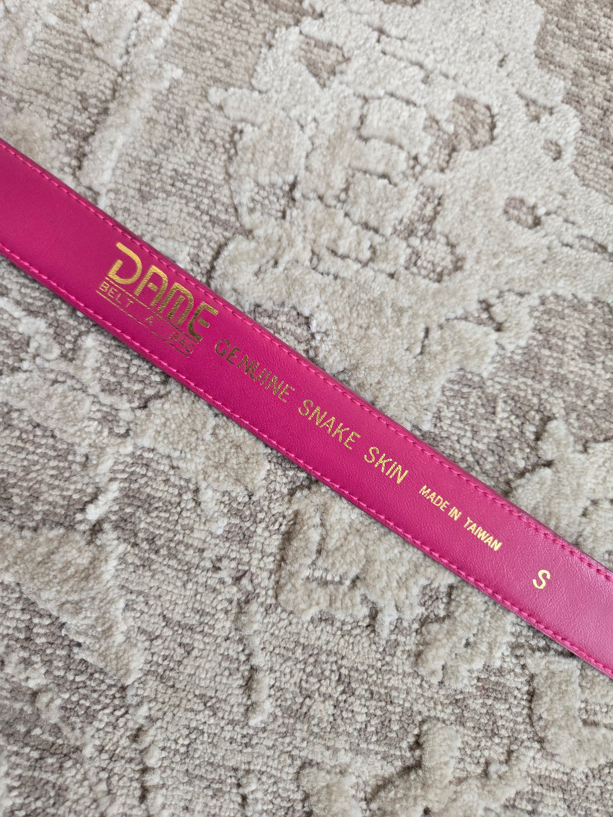 Vintage DAME Genuine Snake Skin Pink Belt