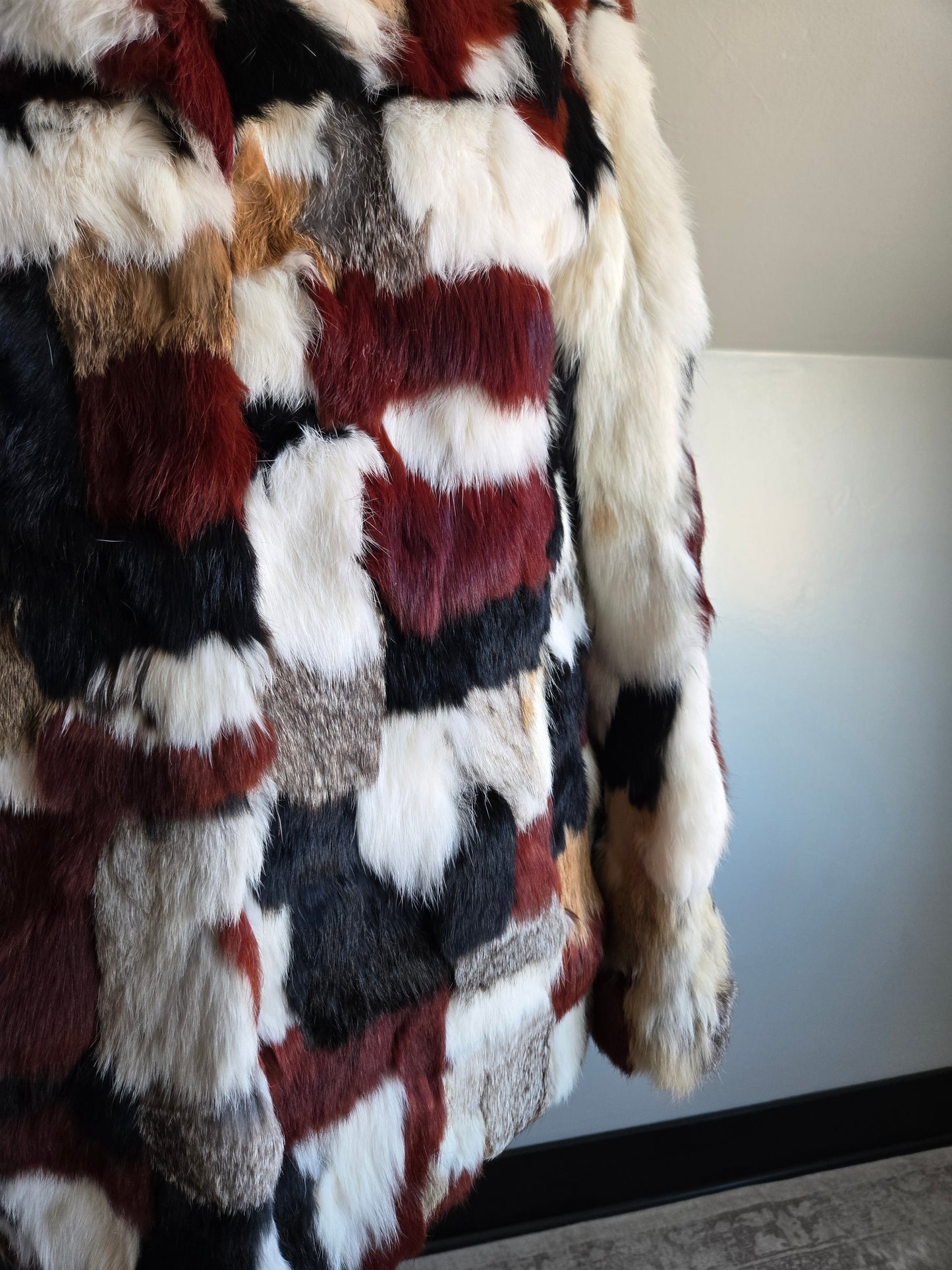 Furmoste Vintage 1970s Patchwork French Rabbit Fur Jacket - Medium
