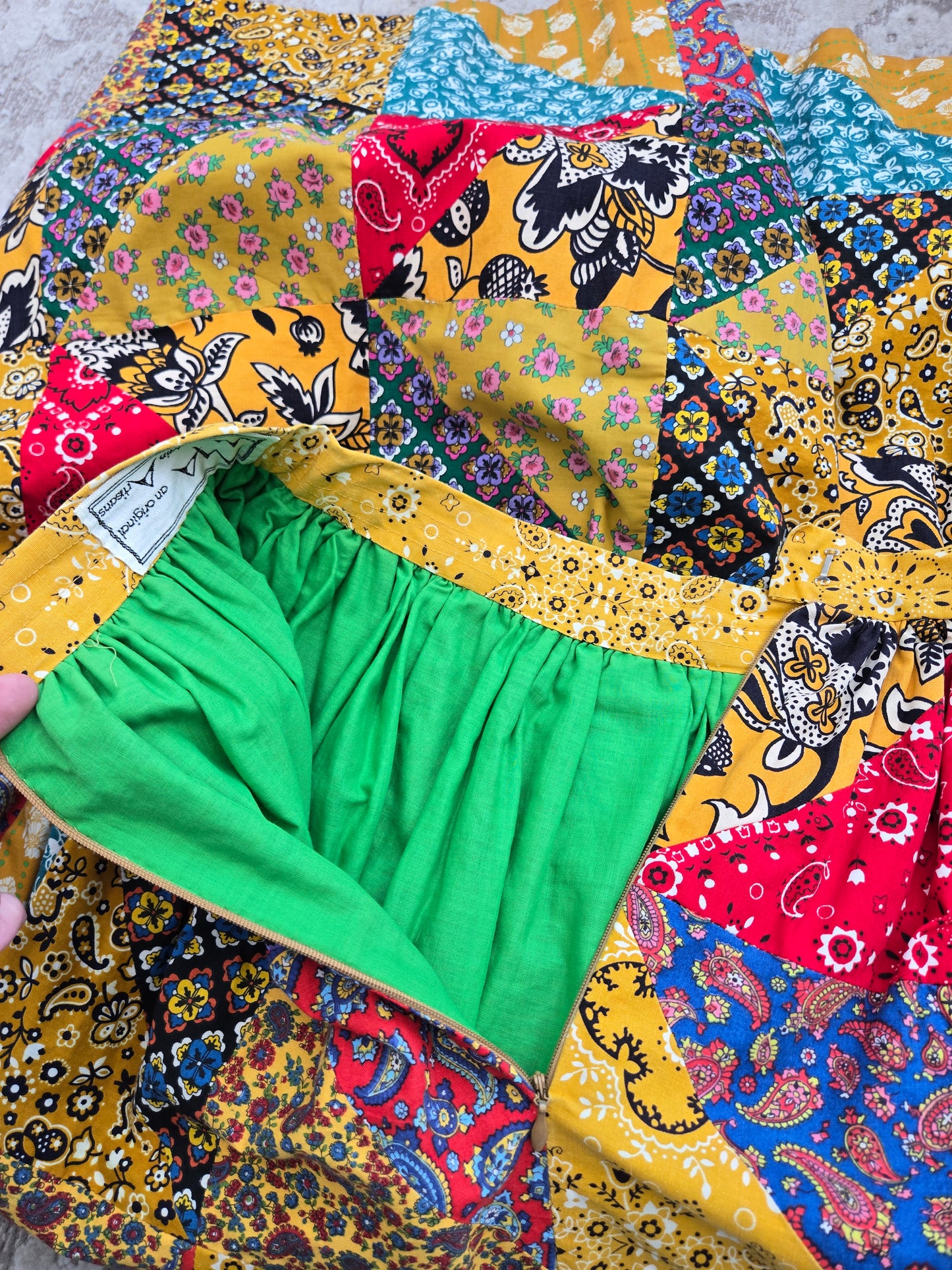 Vintage 70s True Patchwork Skirt - W26"