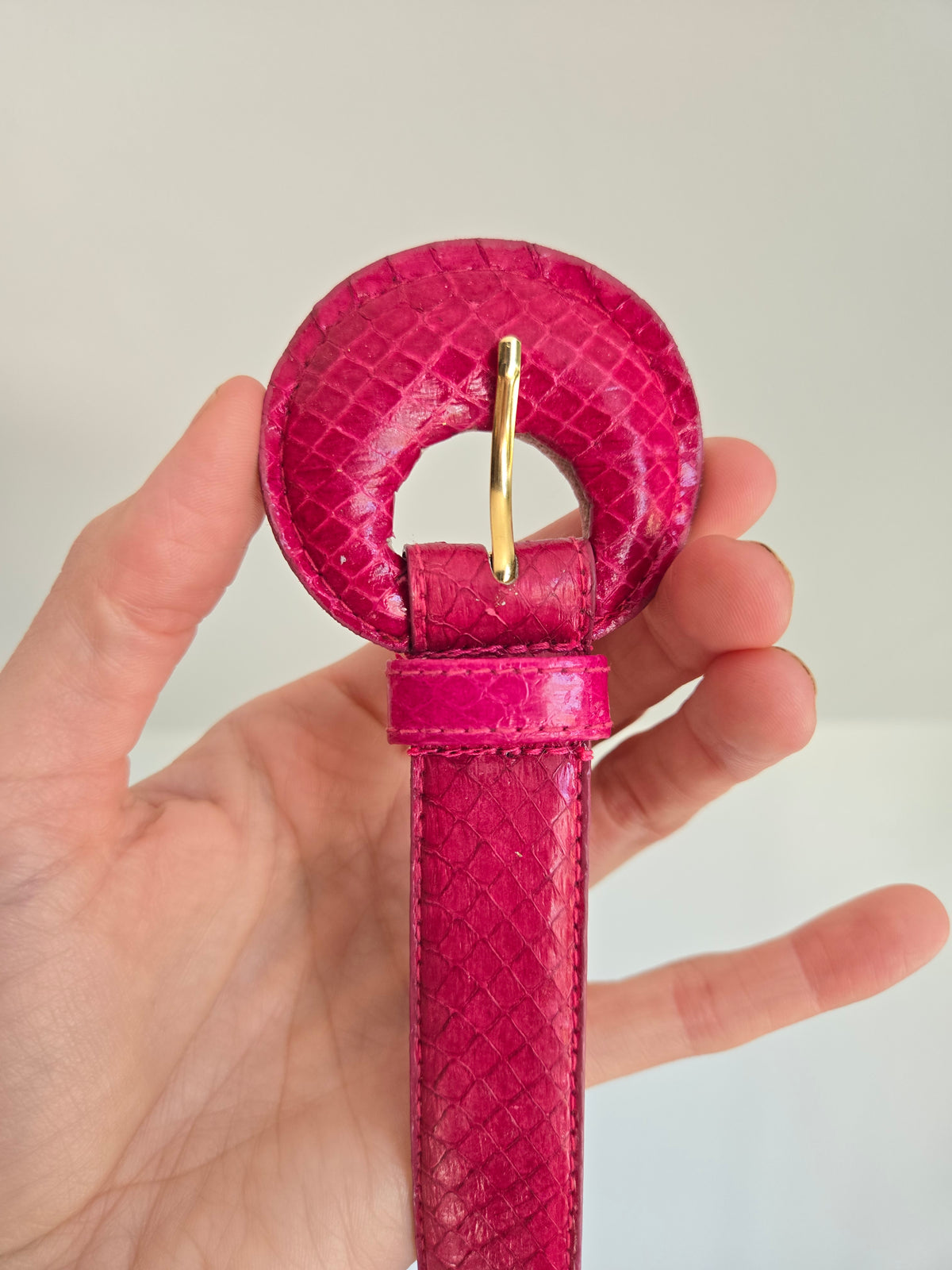 Vintage DAME Genuine Snake Skin Pink Belt