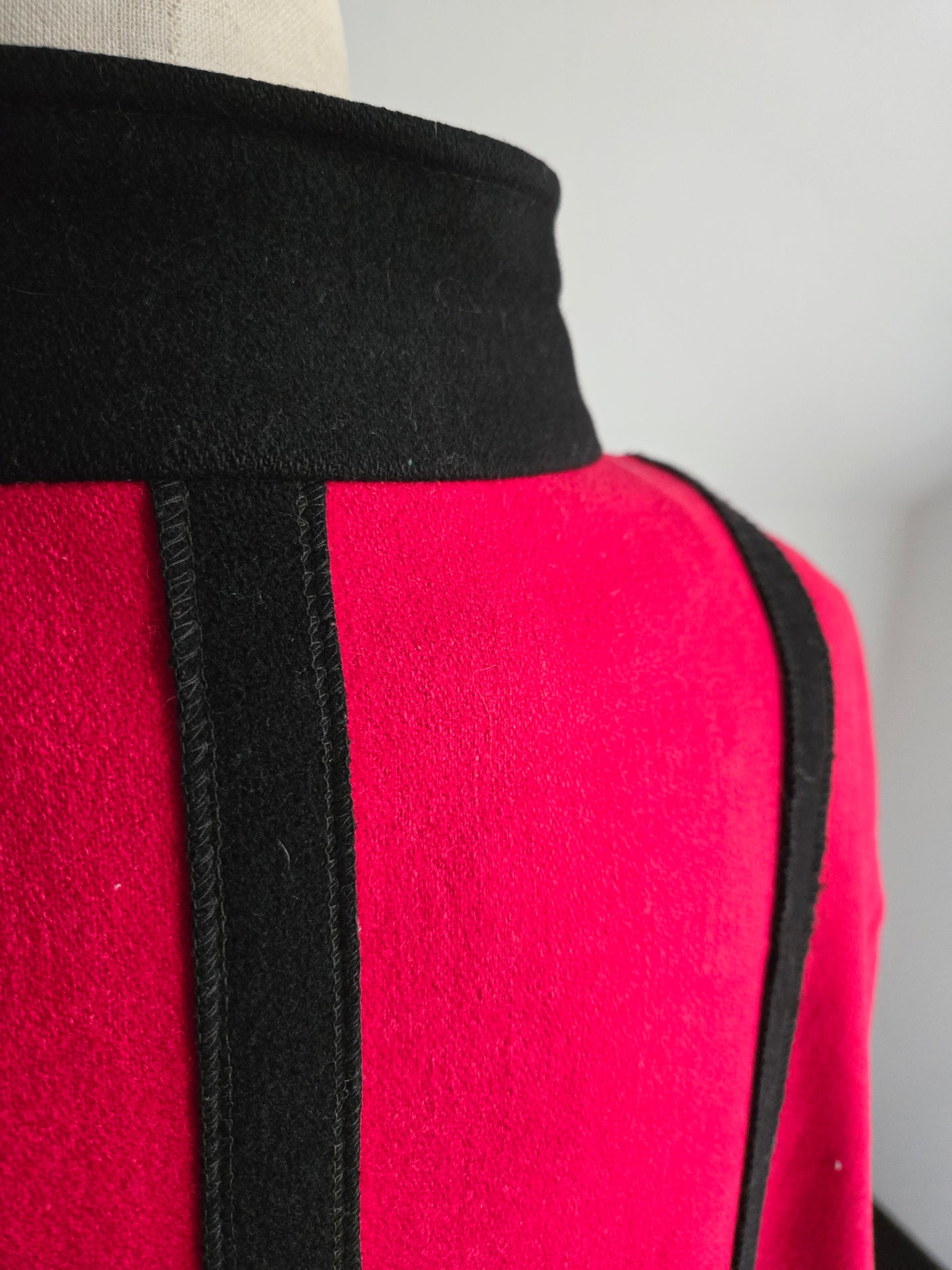 Vintage 1980s Geo Patch Wool Coat Made in Yugoslavia - 2XL