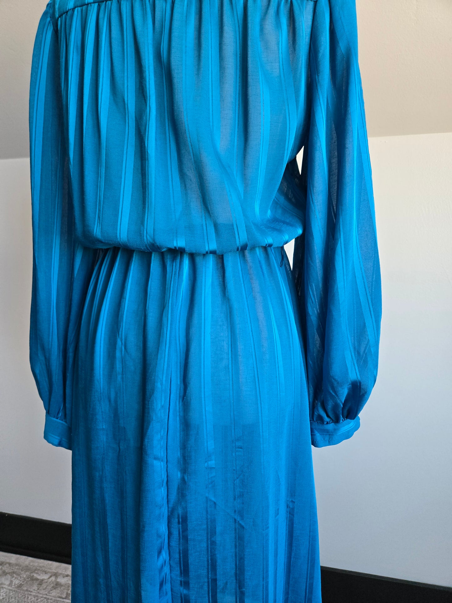 Miss Oops California Vintage 80s Blue Stripe Dress - small