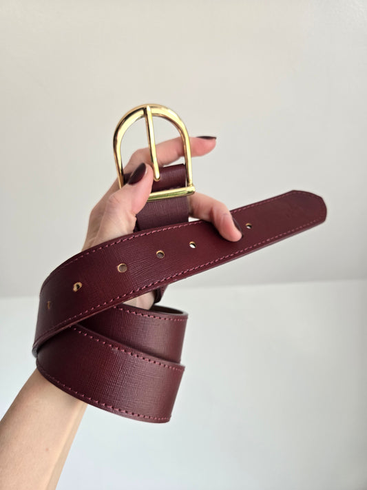 Velez Artisan Burgundy Leather Belt - W34-41"