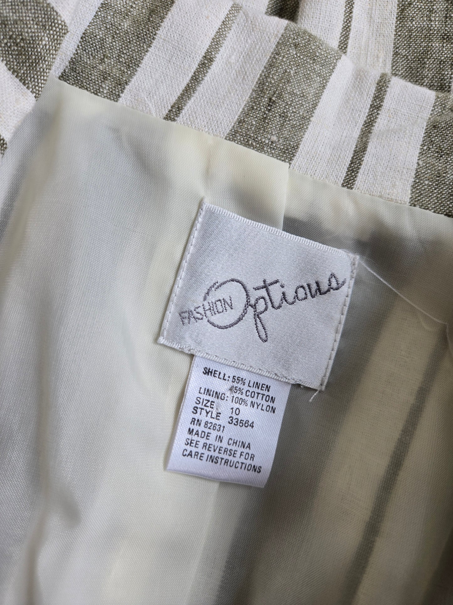 Vintage F. Options Linen/Cotton Blend Striped Blazer - Medium
