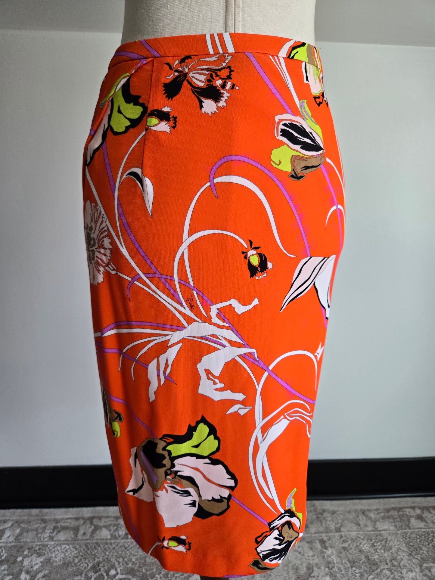 Vintage Emilio Pucci Made in Italy Fluilio Signed Print Skirt - Small