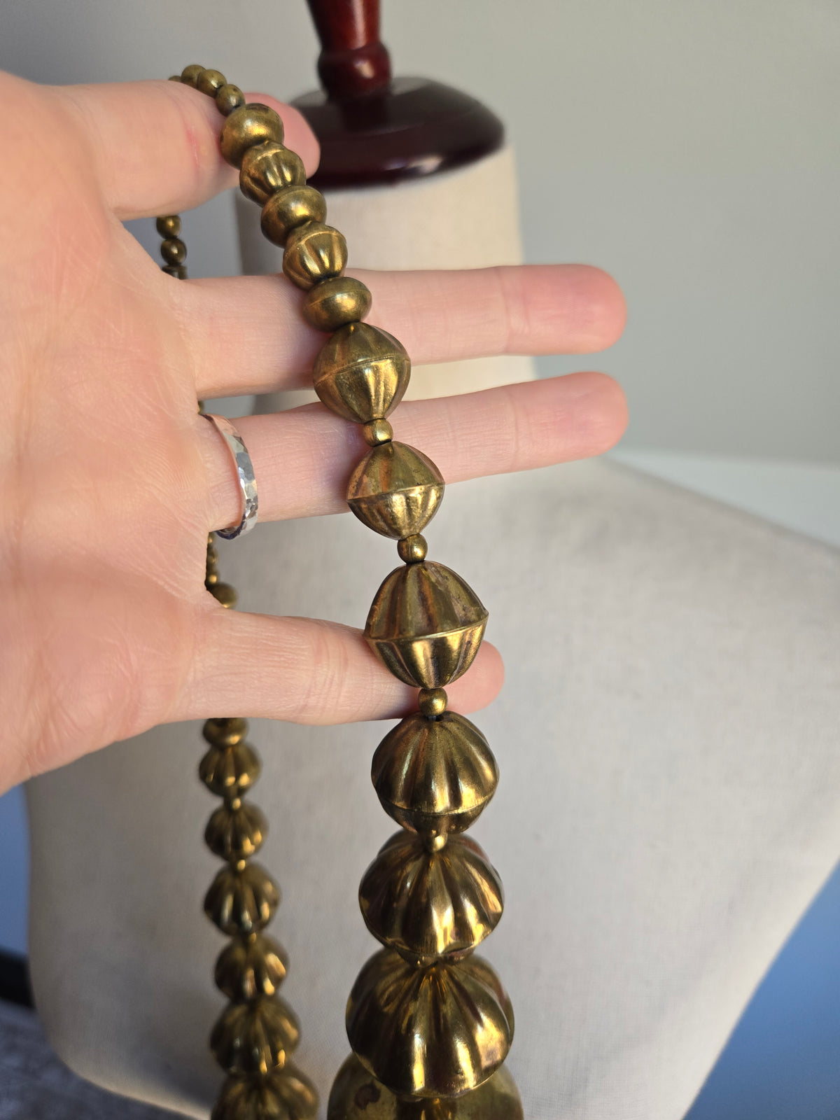 Chunky Brass Orb Statement Necklace