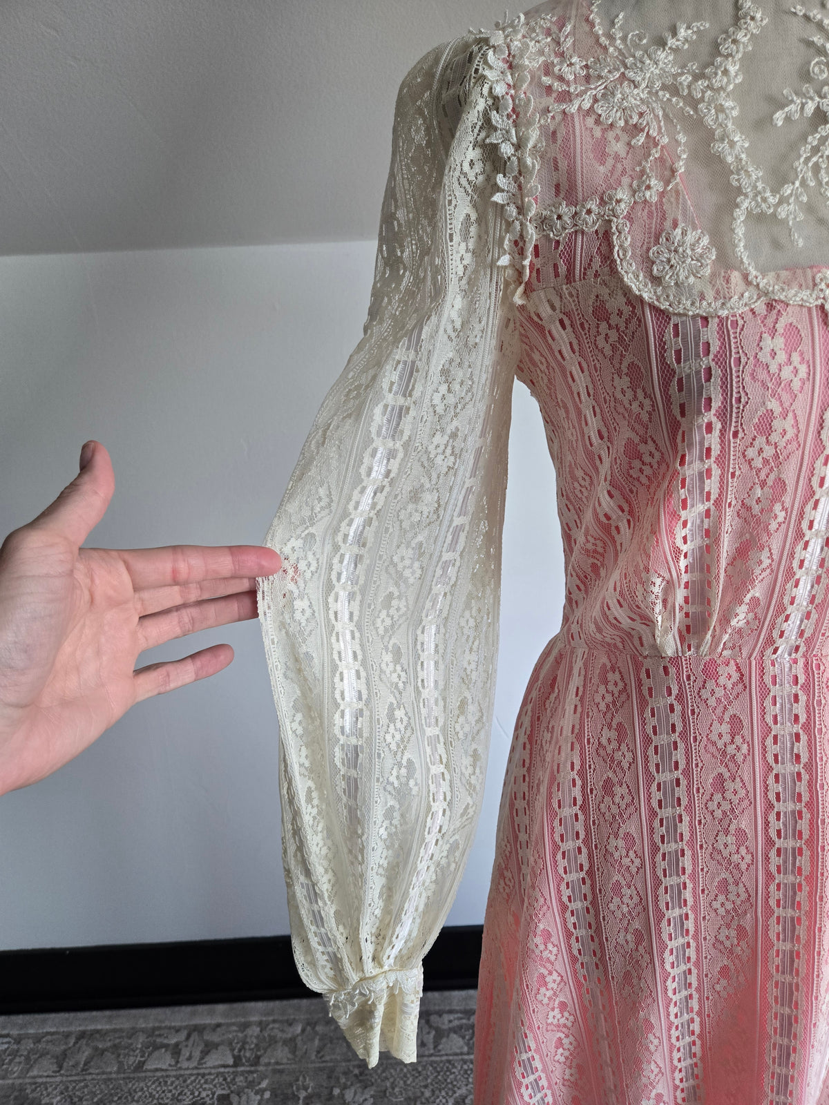 Vintage Pink Lace Victorian Style Dream of a Dress - Small