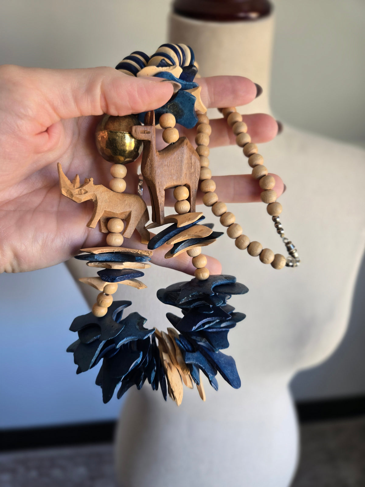 Safari Babe Wood Necklace - Blue
