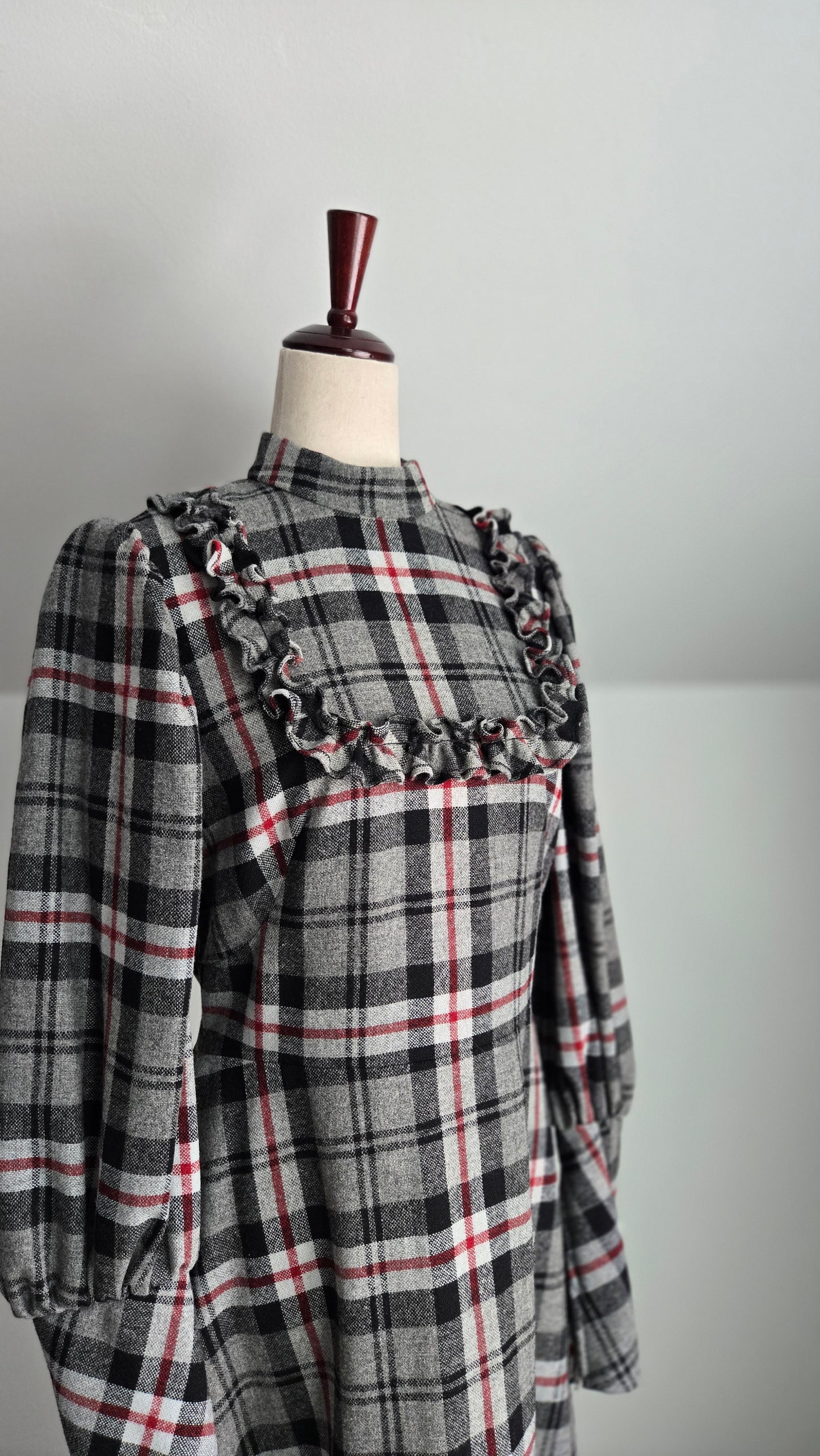 Vintage 70s Wool Plaid Dress - Medium