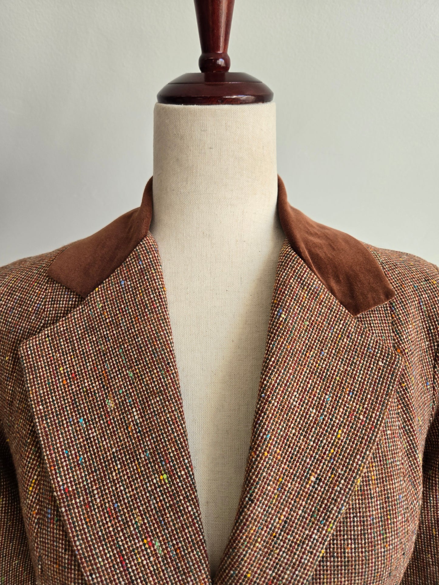 One Main Place Vintage 70s Brown Tweed Blazer - XS/S
