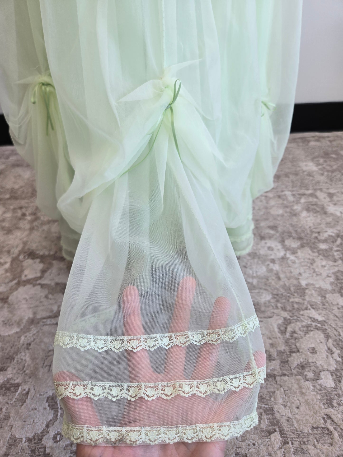 Lime Green Edwardian Style Vintage Formal Dress - small