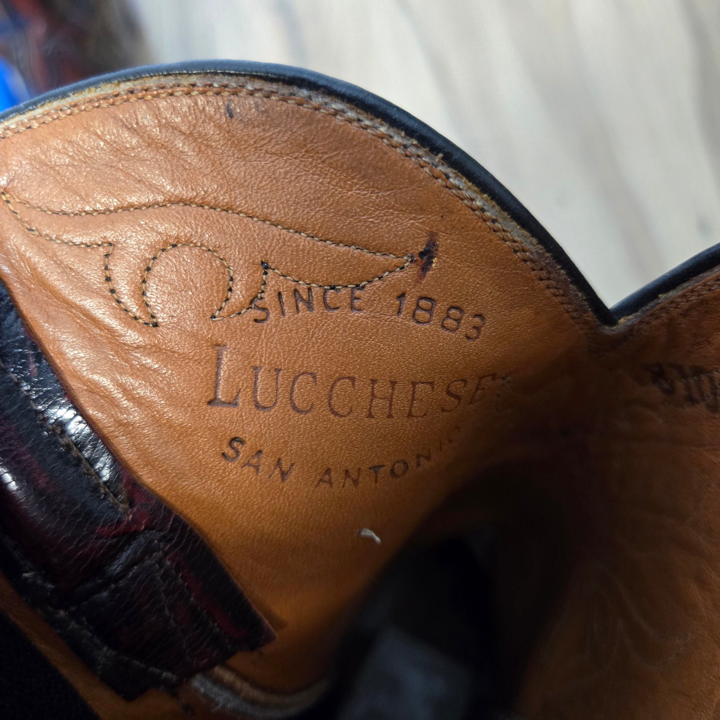 Lucchese San Antonio Black Cherry Leather Western Boots
