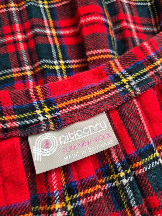 Pitlochry Scottish Wool Stewart Plaid Skirt - W26-28"