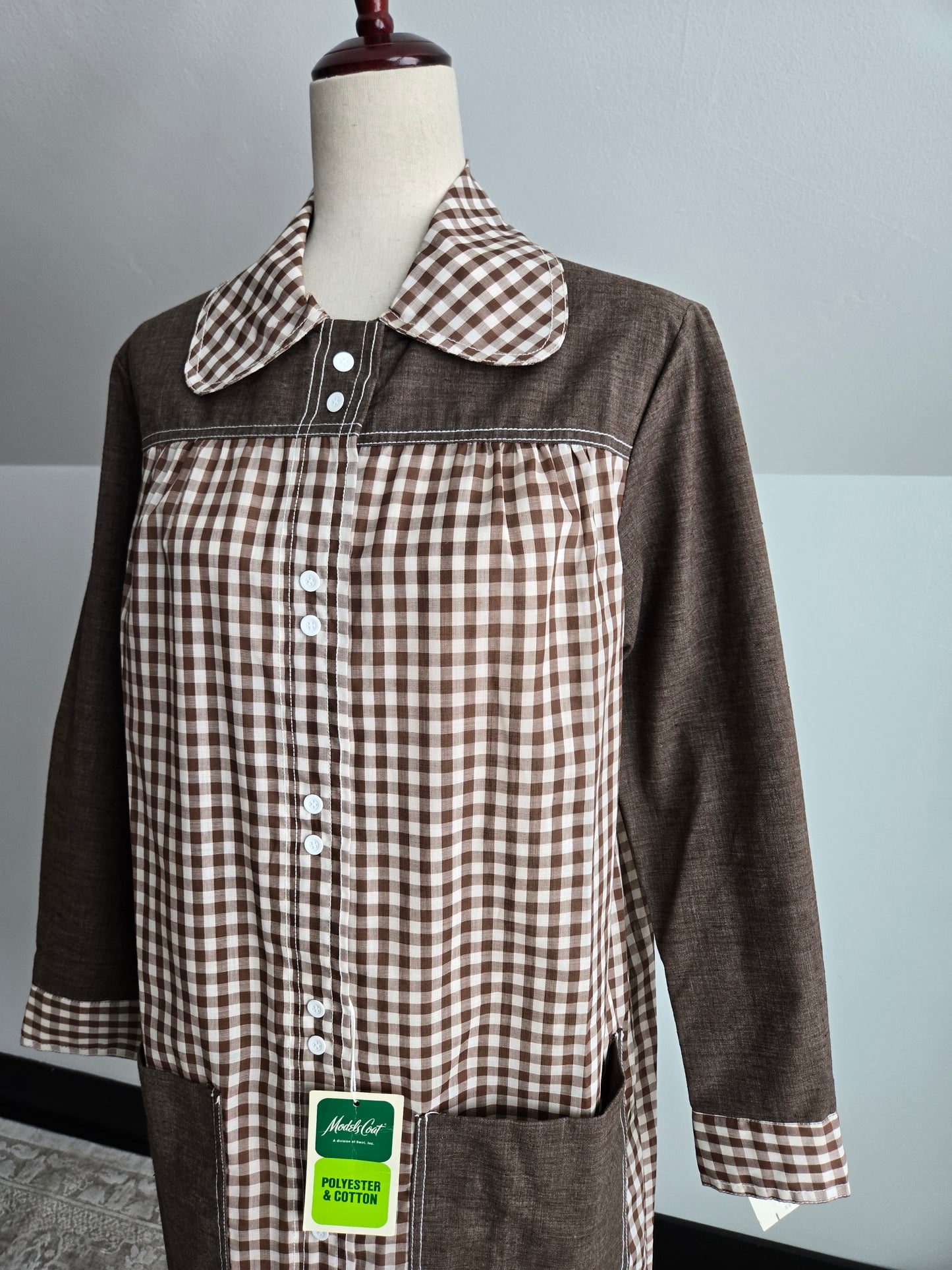 Deadstock Models Coat Brown Gingham House Coat - large