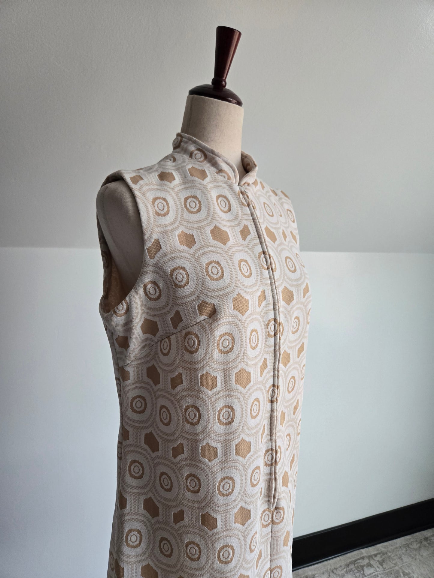 Vintage 70s Mod Geo Pattern Knit Dress - M/L