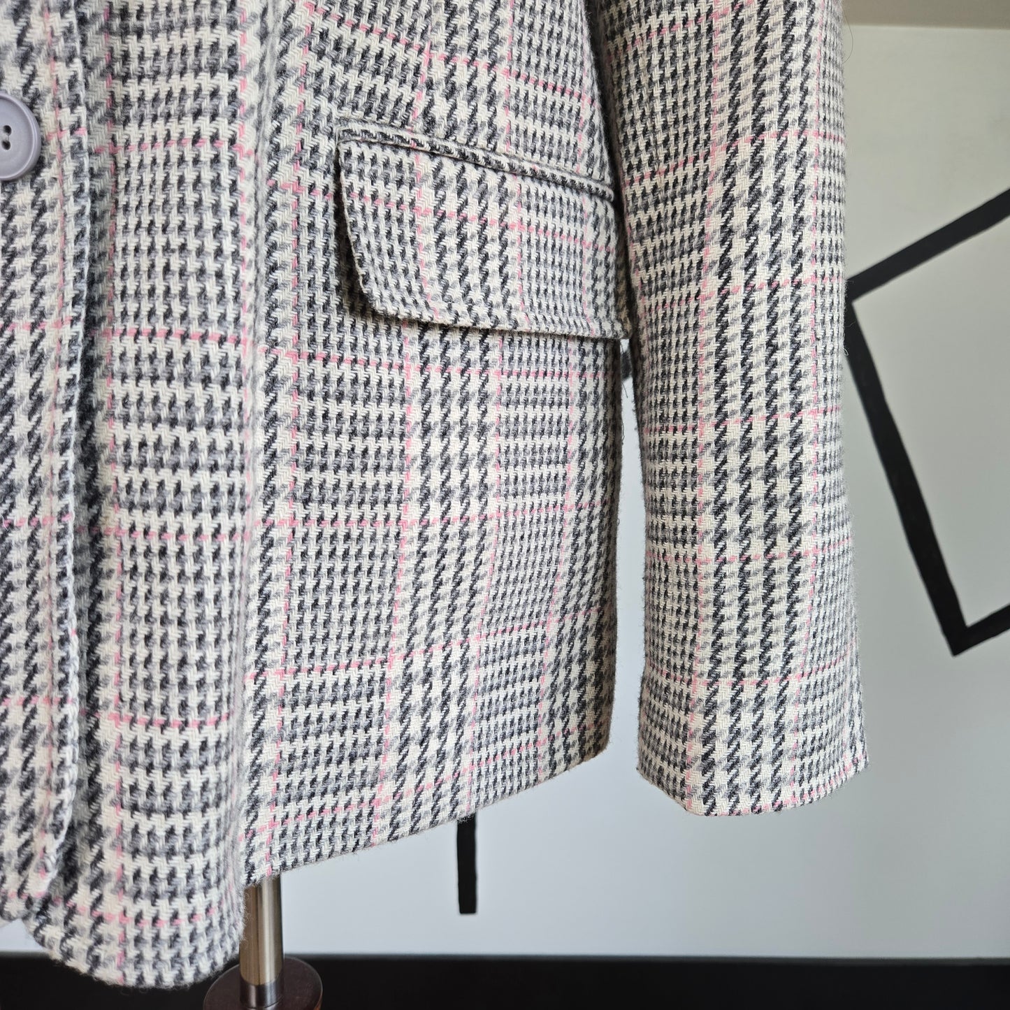 Chadwick's Wool Blend Ivory and Pink Plaid Blazer - size 10