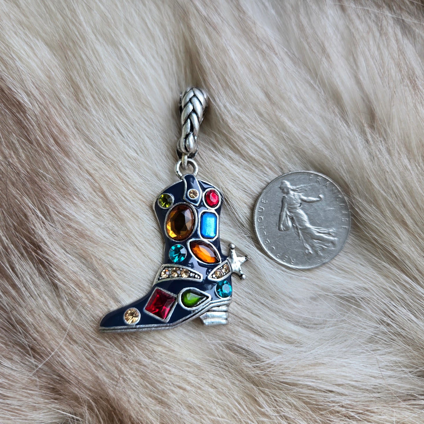 Cowboy Boot Colorful Rhinestone Necklace Pendant