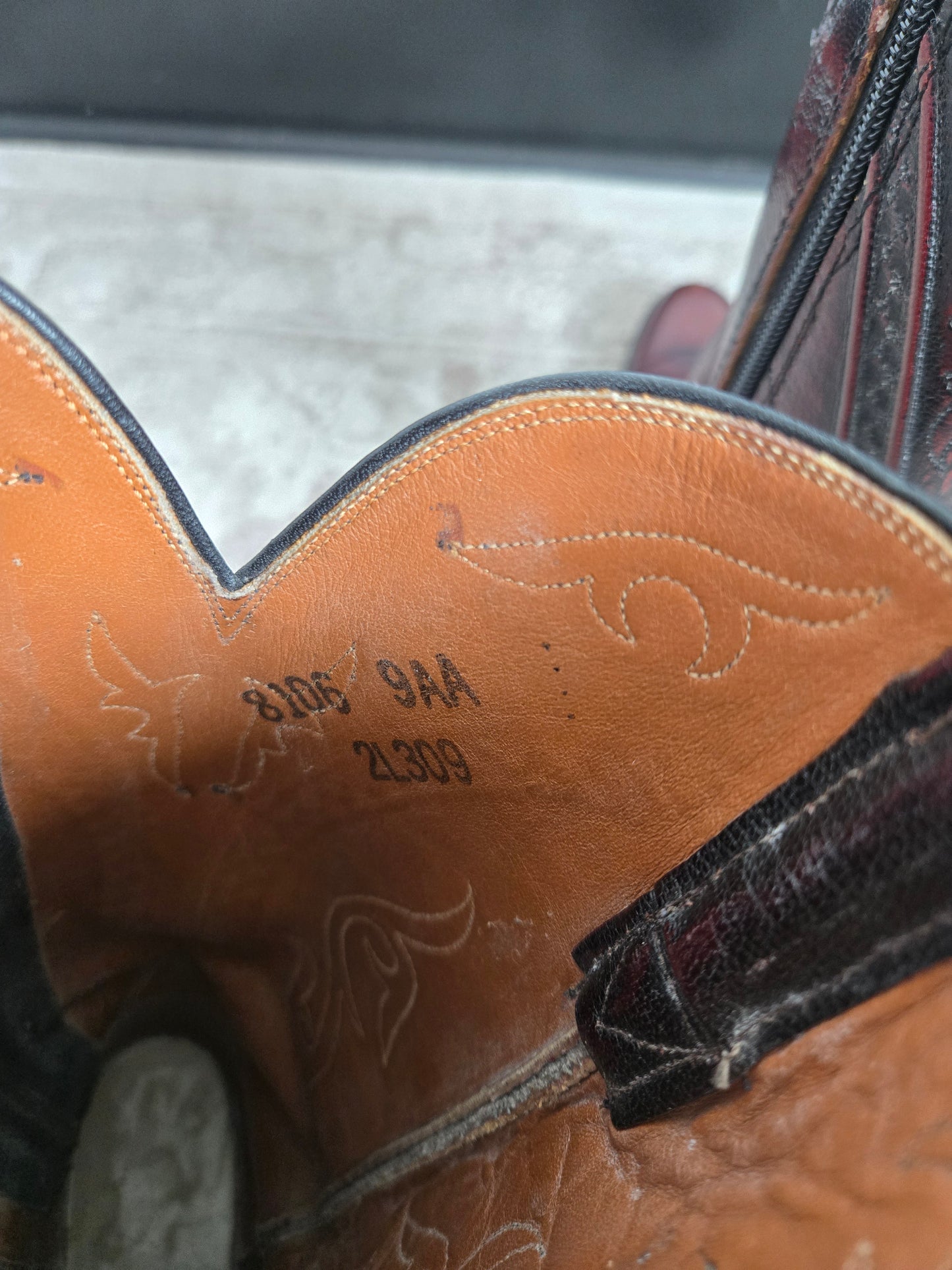 Lucchese San Antonio Black Cherry Leather Western Boots - Size 9 (womens)