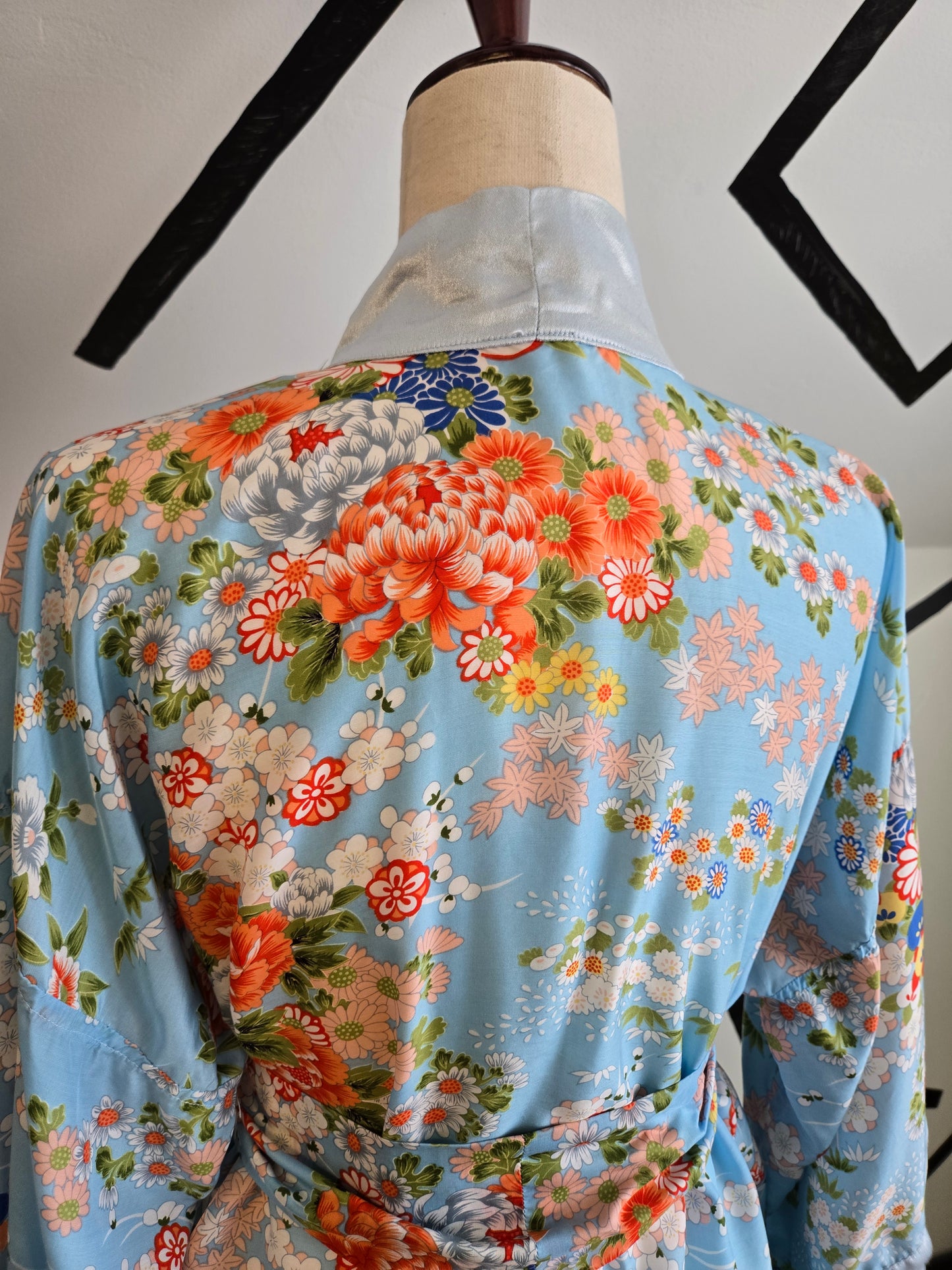 Authentic Blue Kimono Top with Belt - OS