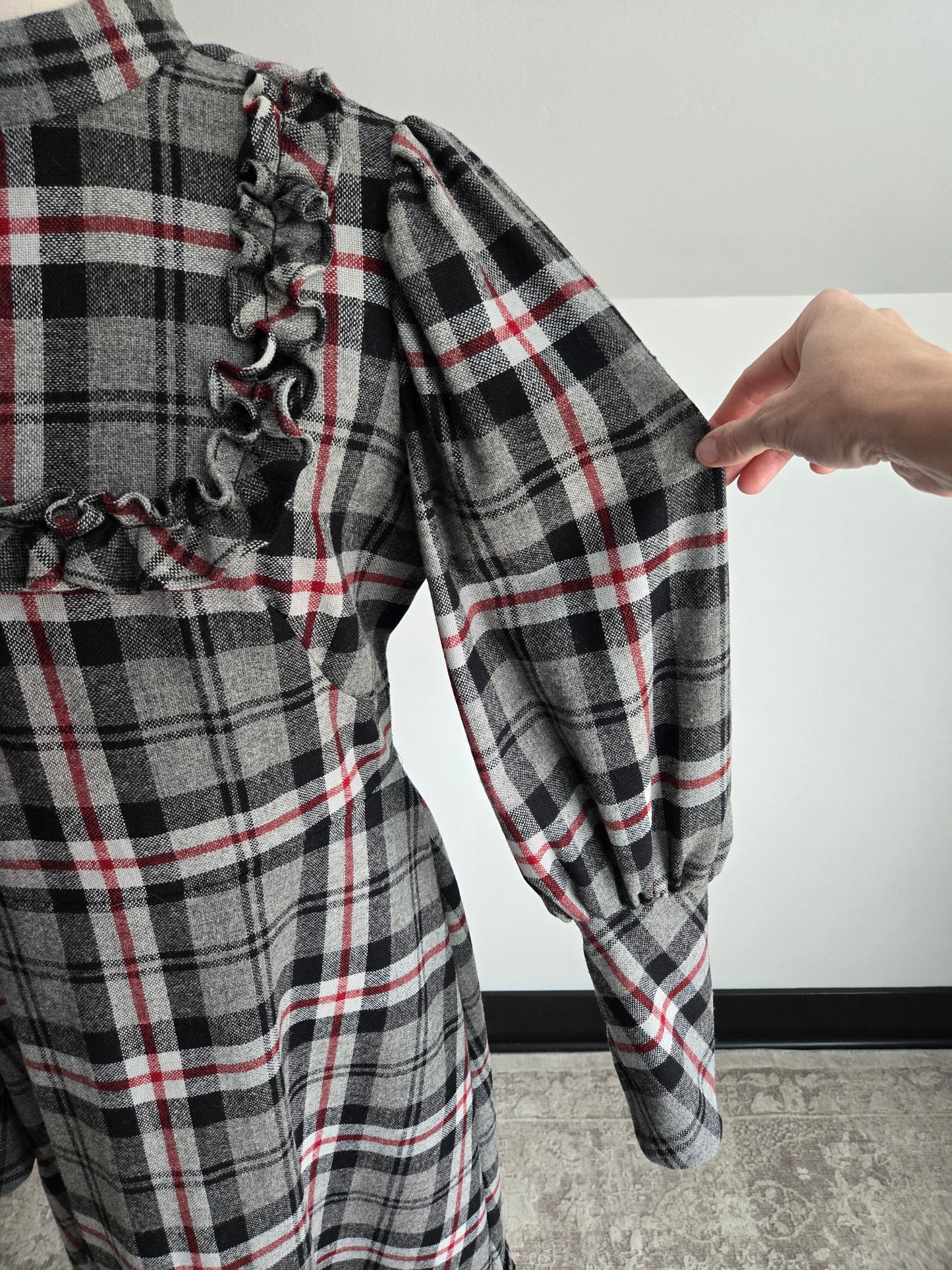 Vintage 70s Wool Plaid Dress - Medium