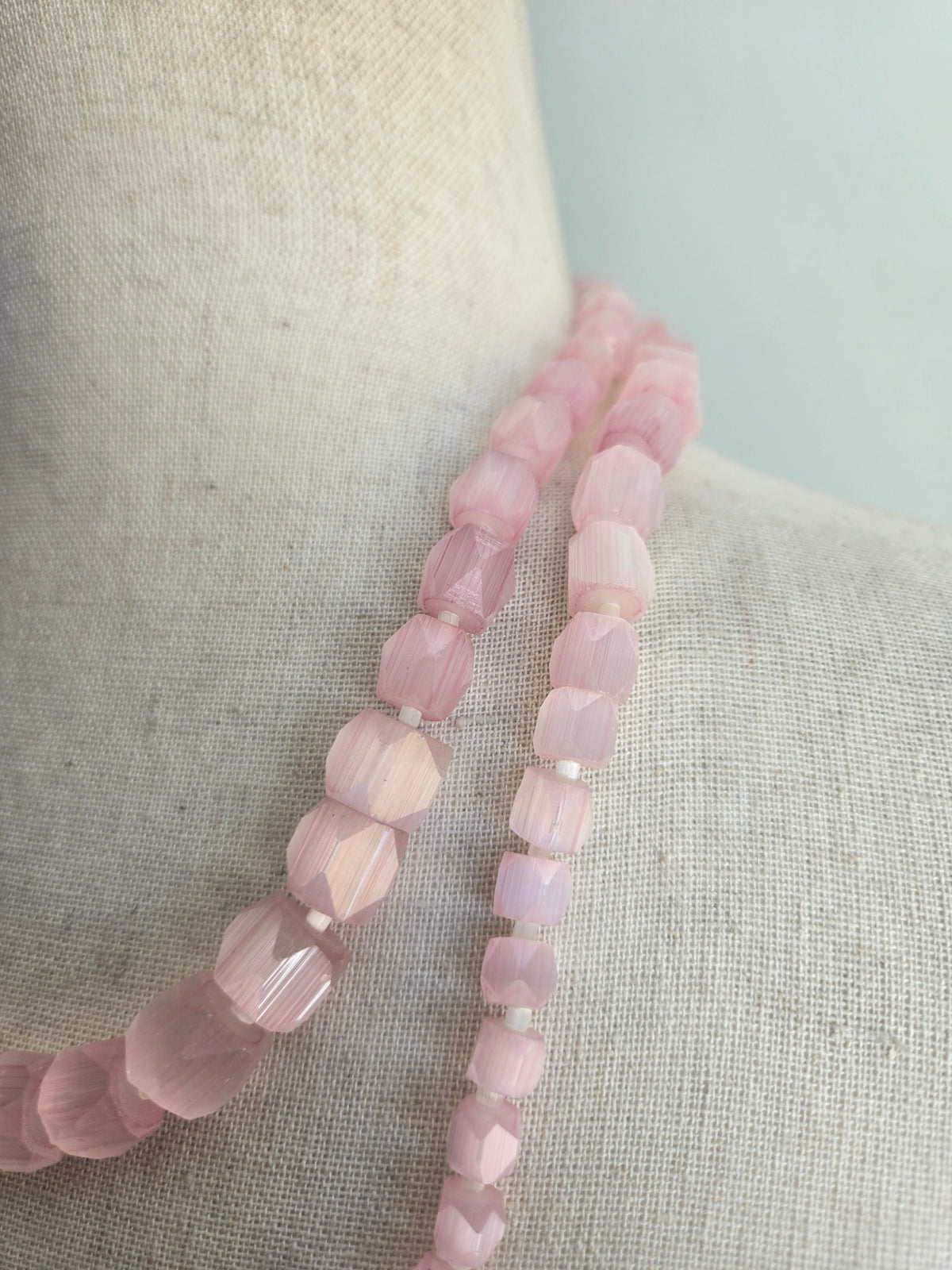 Pink Selenite Genuine Stone Long Necklace