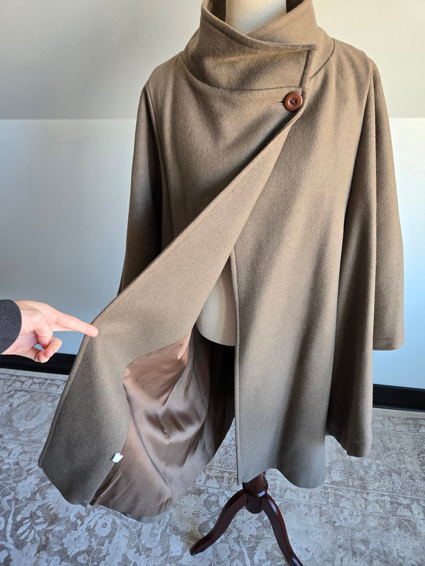 Vintage Brown Wool Poncho Coat - L/XL