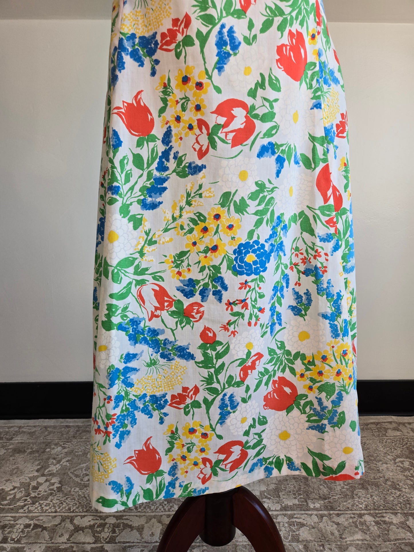 New Perspective Vintage 60s White Floral Cotton Dress - large