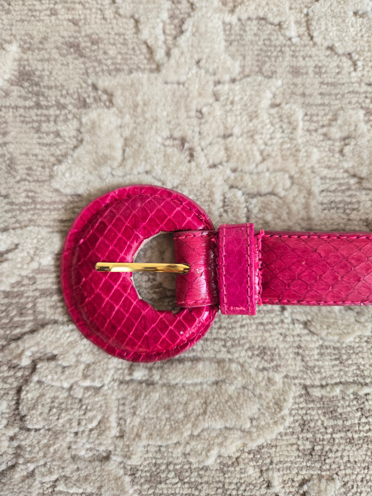 Vintage DAME Genuine Snake Skin Pink Belt