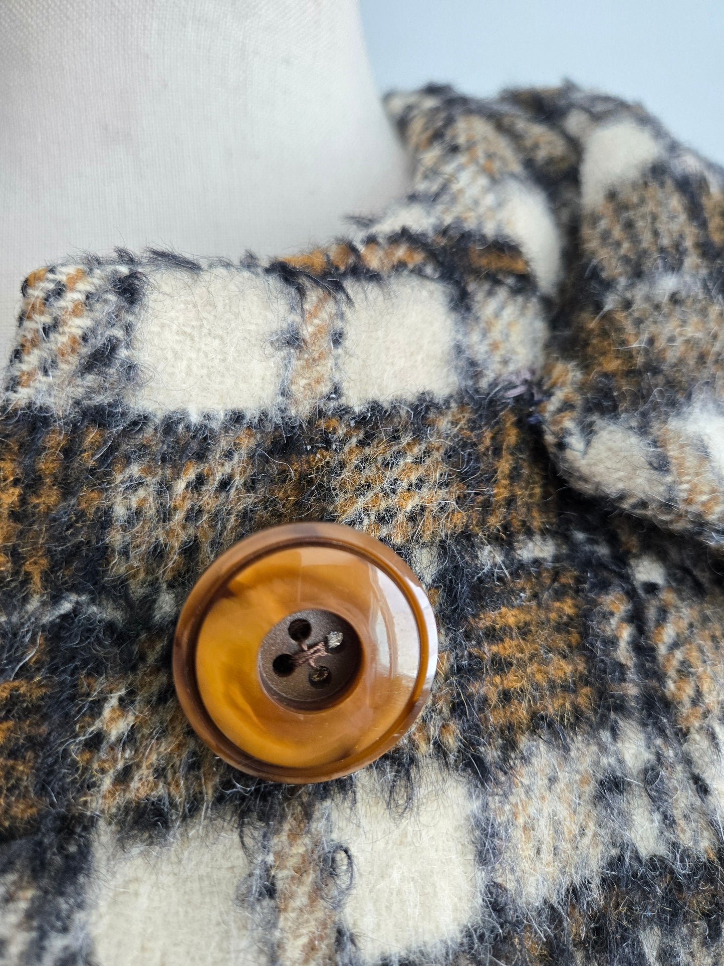 Madison's Columbus 1950s Mohair Plaid Car Coat - XL
