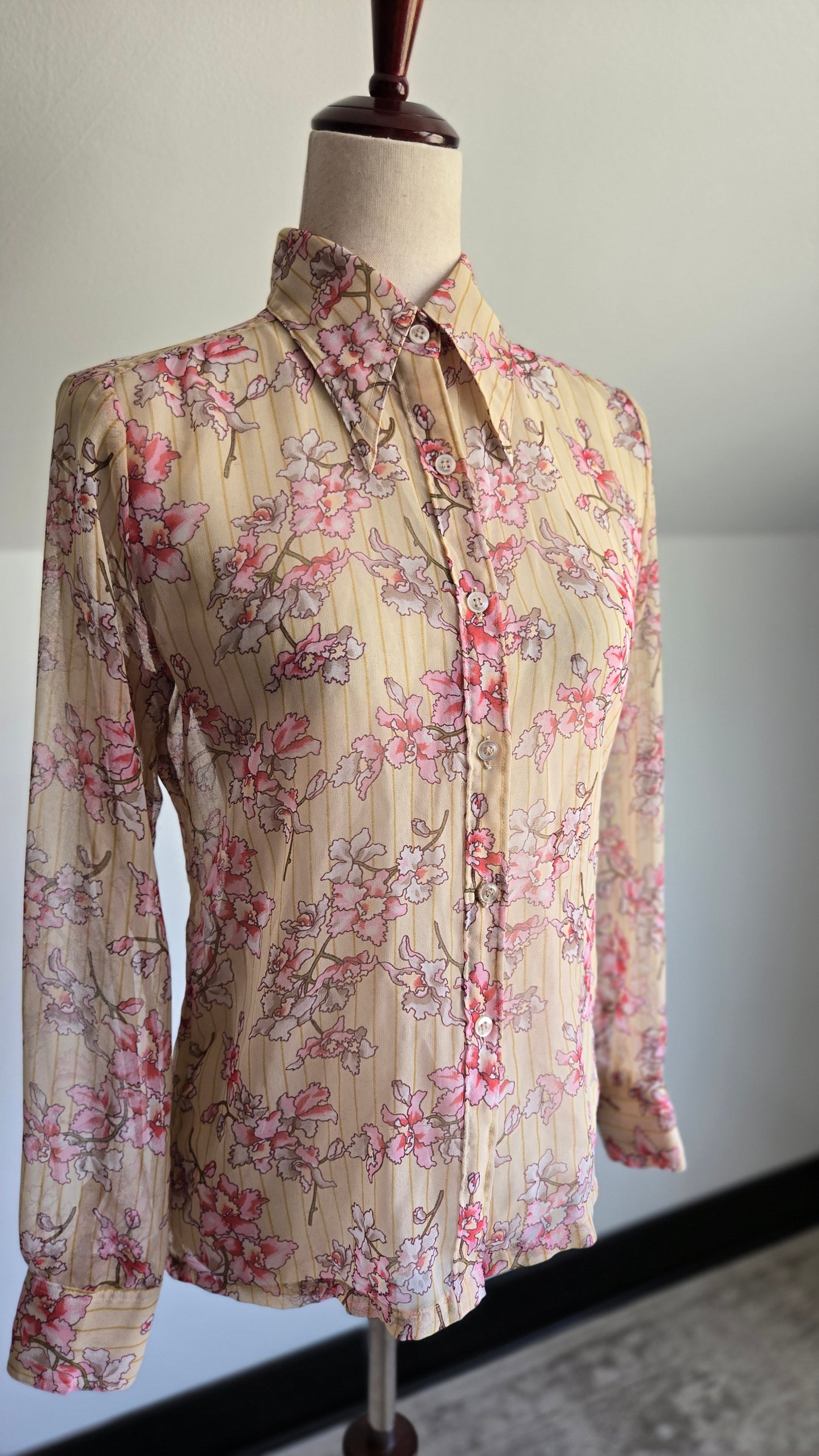 Darra Vintage 60s Western Floral Shear Top Made in Japan - XS/S
