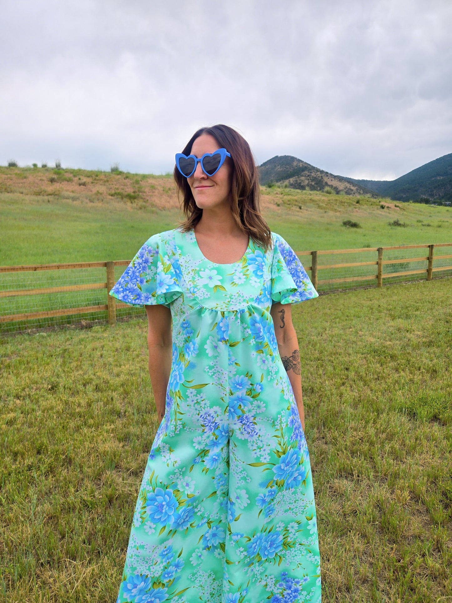 Vintage 1960s Flower Power Jumpsuit - S/M