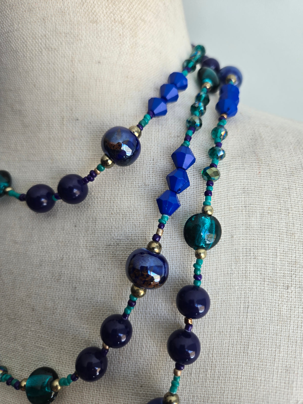 Premier Designs Cobalt Glass Bead Super Long Necklace