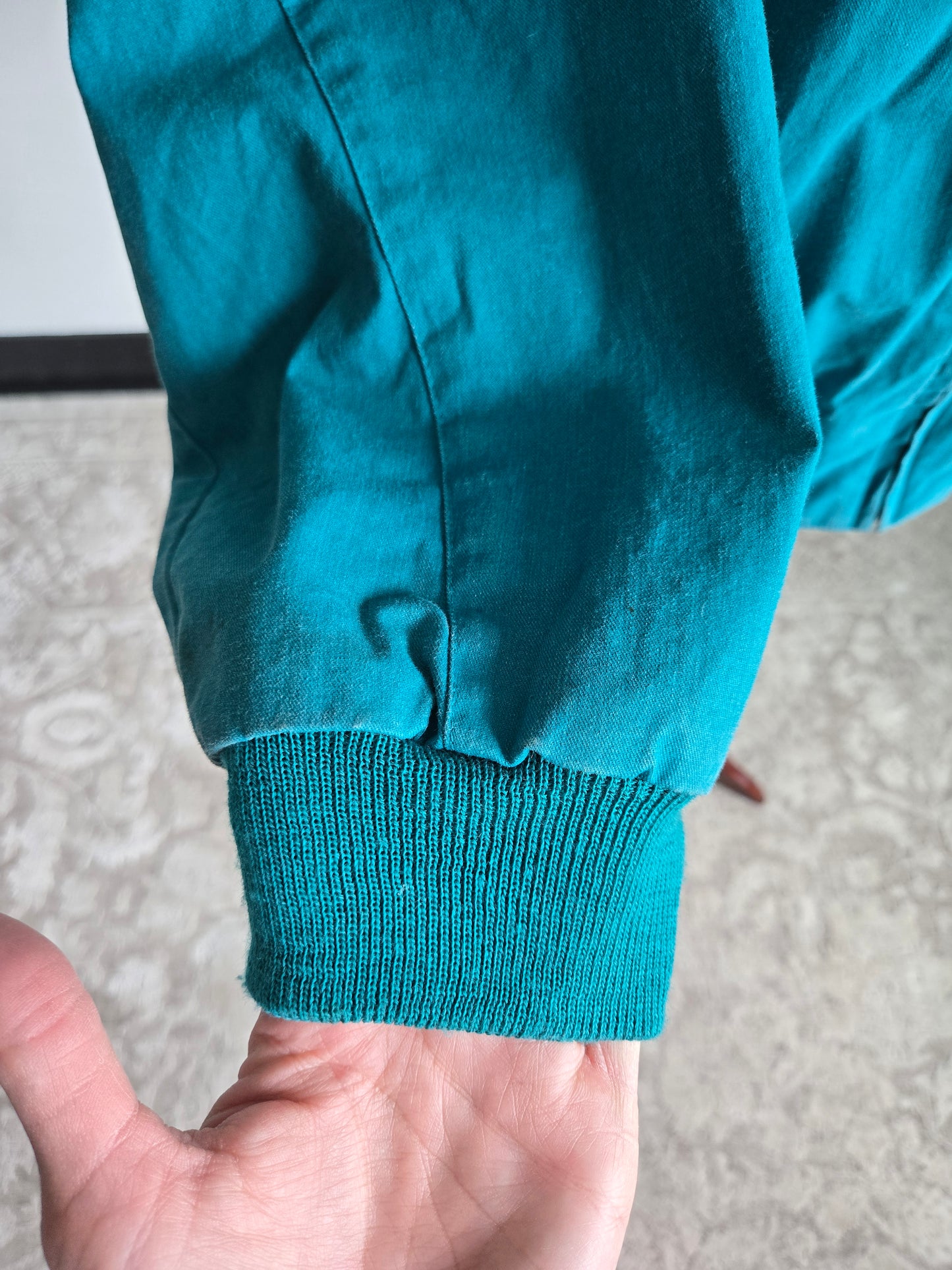 Rare Vintage Wrangler Brushpopper Turquoise Blue Bomber Jacket - M/L/XL