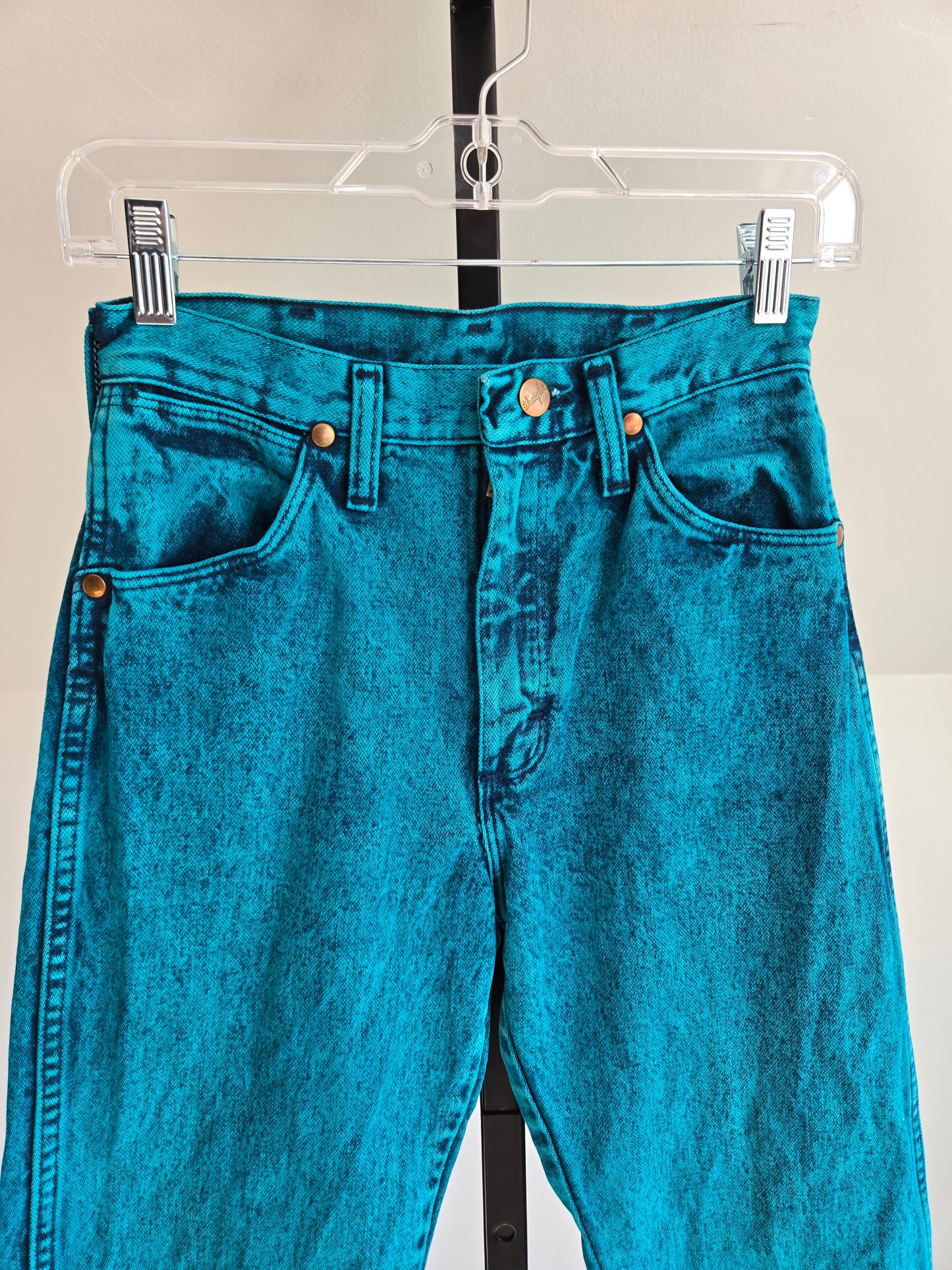 Turquoise Made in USA Vintage Wranglers - W25-26"