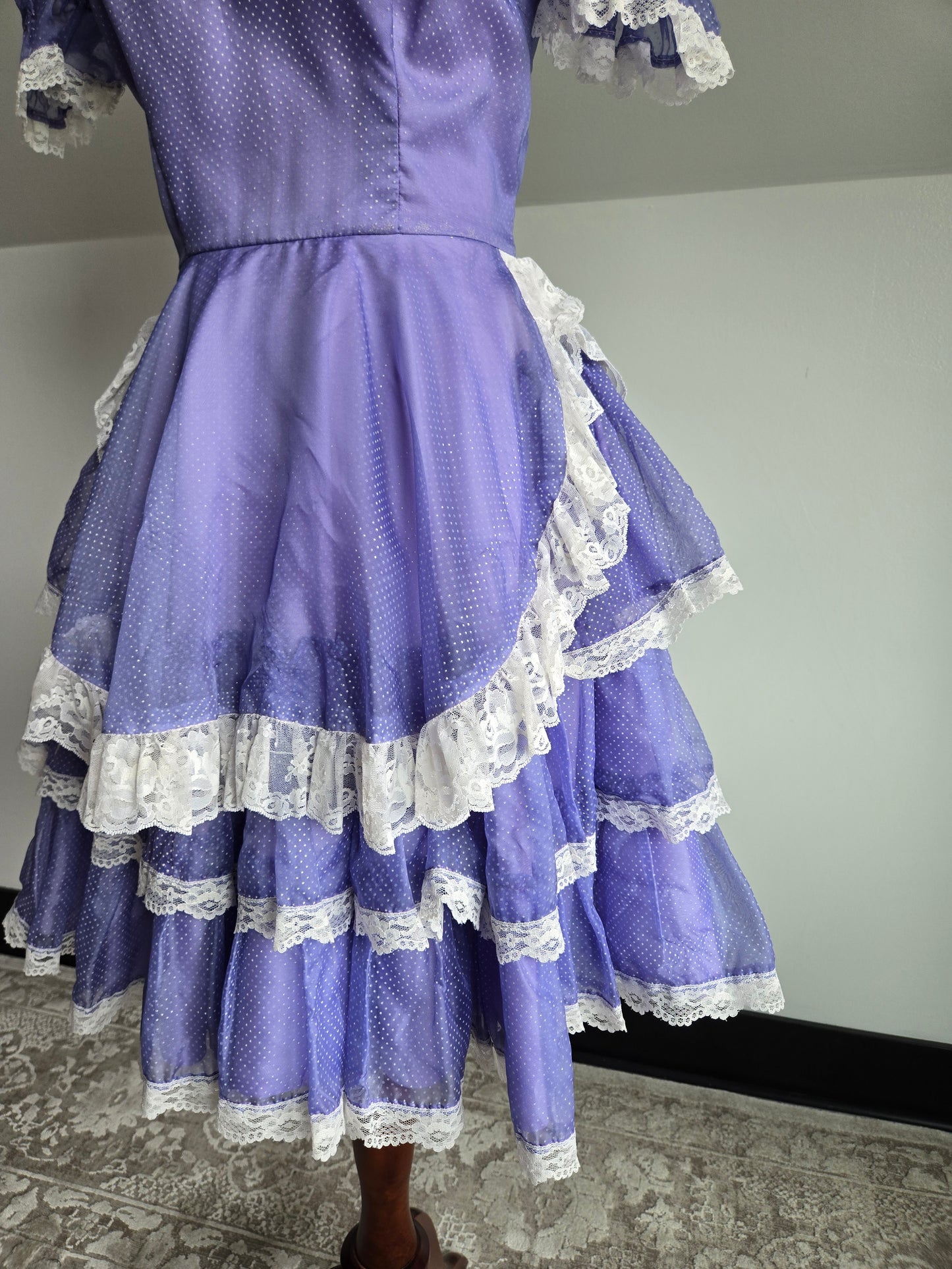 True Vintage 1960s Western Swing Dancing Dress Purple and White - XS