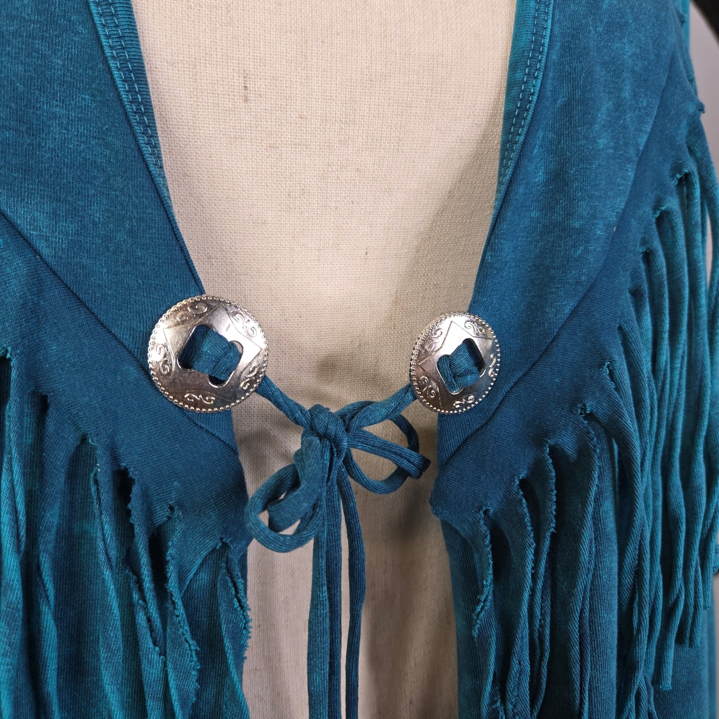 Back in the Saddle Blue Western Fringe Duster - Large