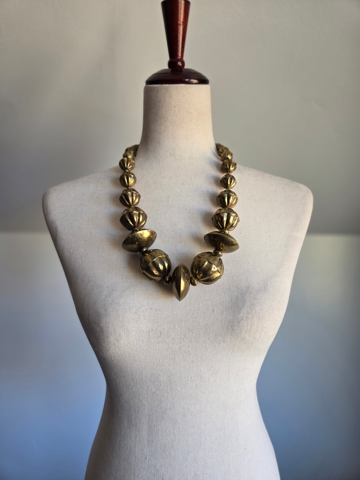 Chunky Brass Orb Statement Necklace