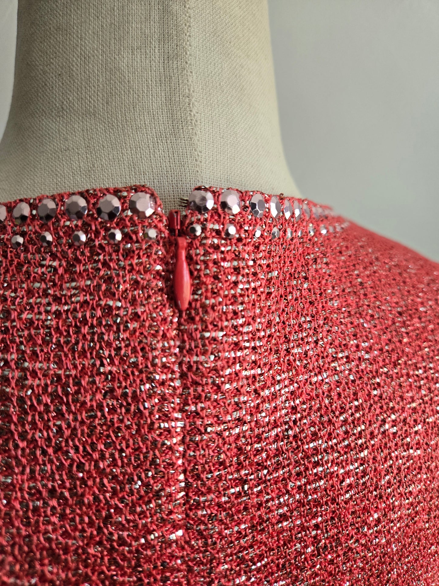 St John Pink Metallic Knit Dress - Size 12