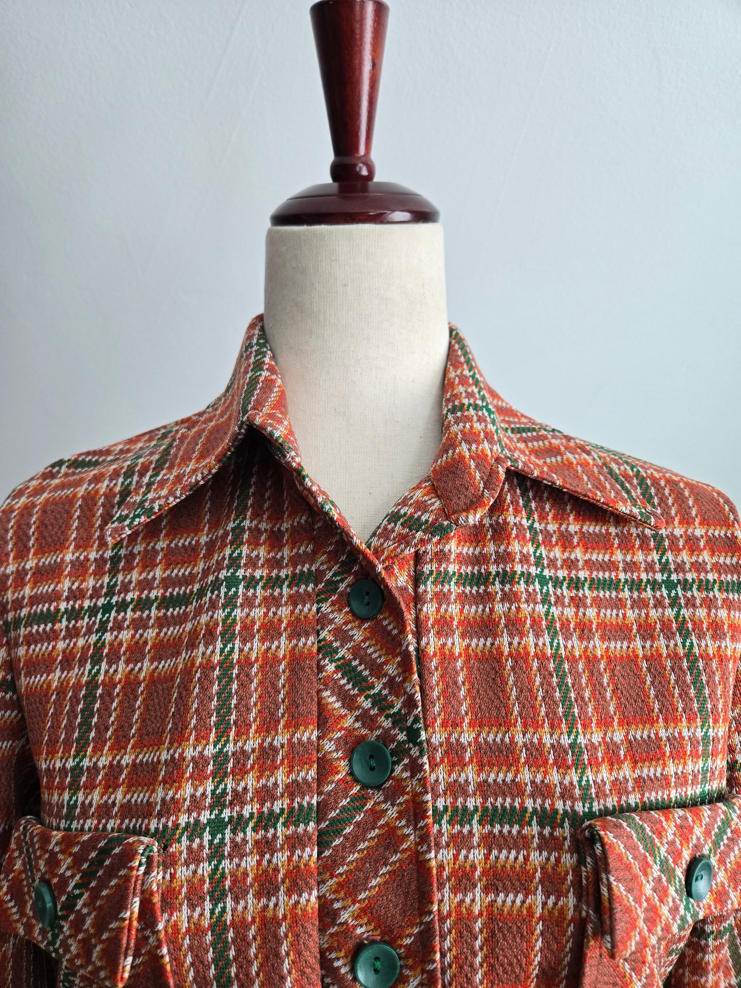 Flora Vintage 70s Plaid Two Piece Pant Set - Medium