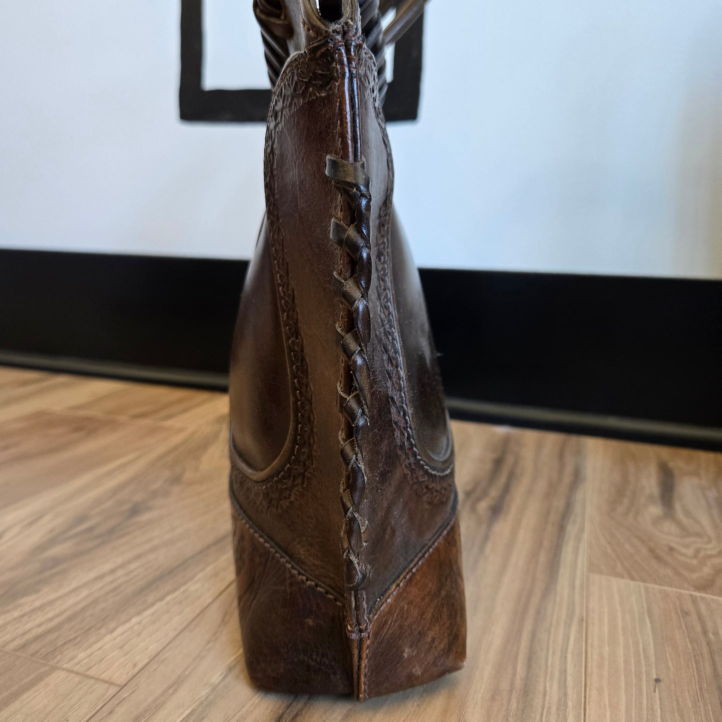 Anna Cainzo Western Thick Tooled Leather Shoulder Bag