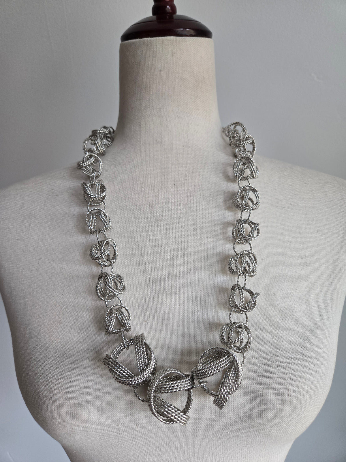 Vintage Funky Silver Ball Statement Necklace