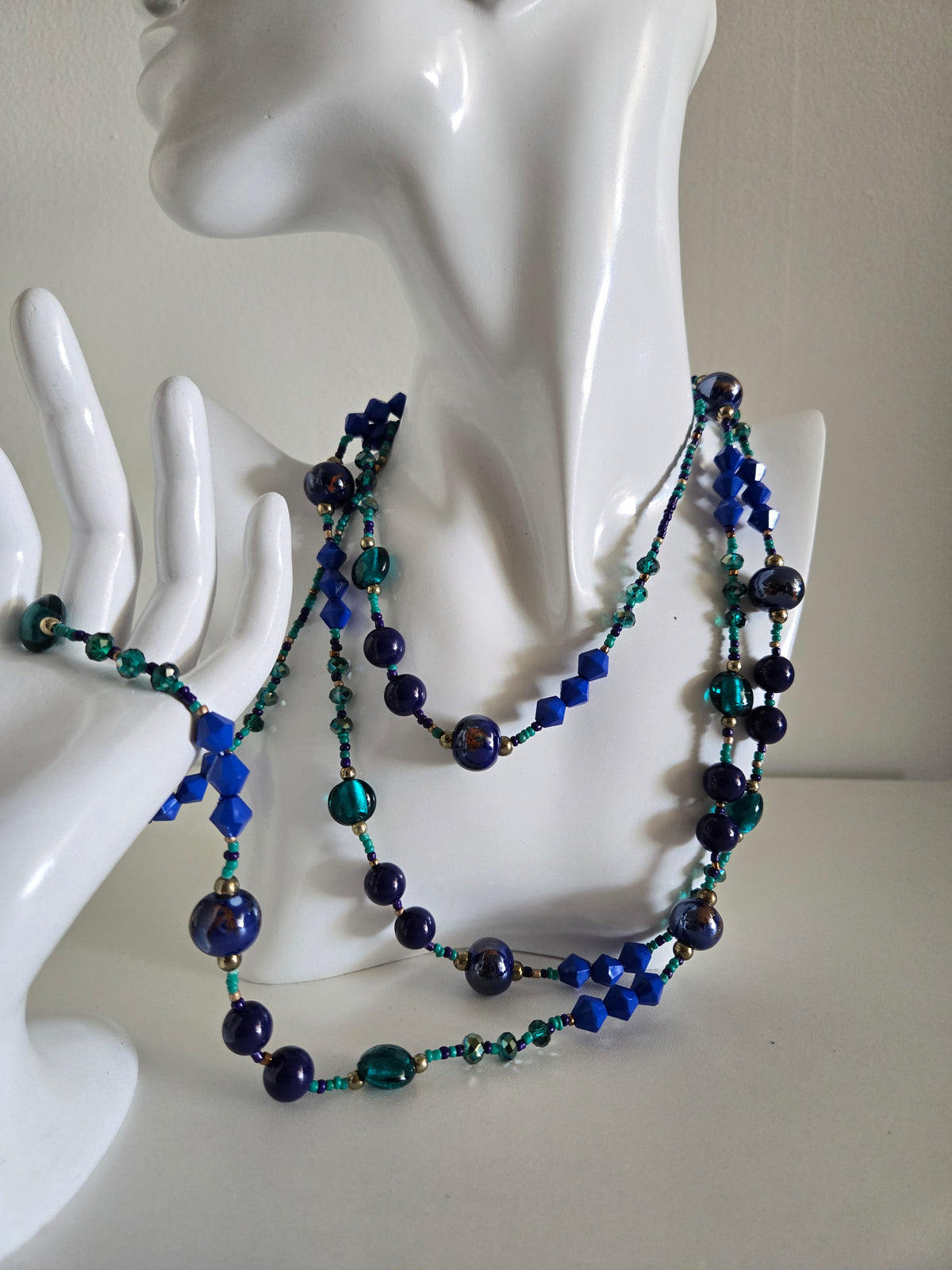 Premier Designs Cobalt Glass Bead Super Long Necklace